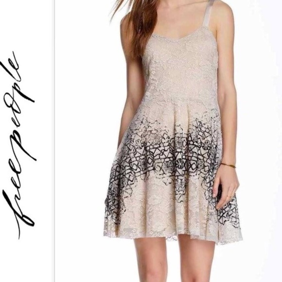 Free People Tan & Black Lace Dress - Picture 13 of 13